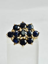 Load image into Gallery viewer, 1527: Vintage: 9ct Australian Blue Sapphire Cluster Ring- From 1979
