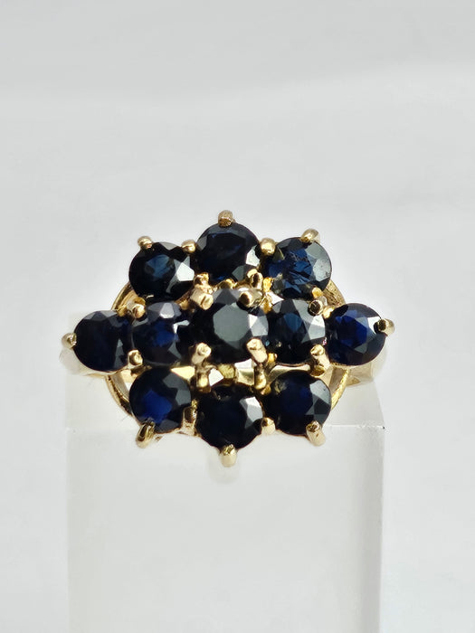 6364: Vintage: 9ct Australian Blue Sapphire Cluster Ring- From 1979