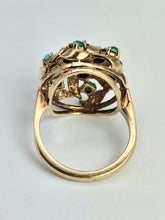 Load image into Gallery viewer, 1510: Vintage: 9ct Gold Turquoises Sapphires Cluster Ring- from 1964
