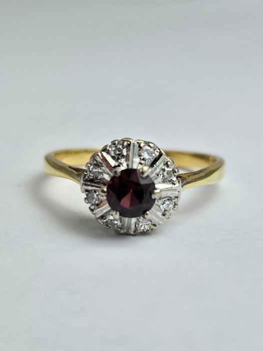 Vintage: 18ct Yellow Gold Pink Tourmaline & Diamond Art Deco Target Ring