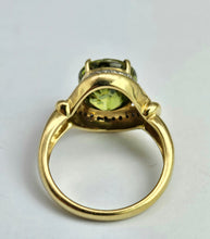 Load image into Gallery viewer, 1455: Vintage: 18ct Gold Peridot Diamonds Cocktail Ring- exquisite statement piece

