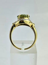 Load image into Gallery viewer, 1455: Vintage: 18ct Gold Peridot Diamonds Cocktail Ring- exquisite statement piece
