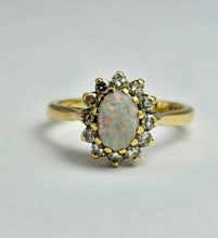 Load image into Gallery viewer, 1513: Vintage: 18ct Gold White Opal Diamonds (0.3ct) Floral Cluster Ring- From 1978

