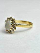 Load image into Gallery viewer, 1513: Vintage: 18ct Gold White Opal Diamonds (0.3ct) Floral Cluster Ring- From 1978
