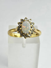 Load image into Gallery viewer, 1513: Vintage: 18ct Gold White Opal Diamonds (0.3ct) Floral Cluster Ring- From 1978
