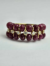 Load image into Gallery viewer, 1520: Vintage: 18ct Gold Rubies Diamonds Tiered Cocktail Ring

