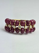 Load image into Gallery viewer, 1520: Vintage: 18ct Gold Rubies Diamonds Tiered Cocktail Ring
