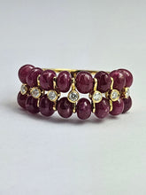 Load image into Gallery viewer, 1520: Vintage: 18ct Gold Rubies Diamonds Tiered Cocktail Ring
