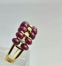 Load image into Gallery viewer, 1520: Vintage: 18ct Gold Rubies Diamonds Tiered Cocktail Ring
