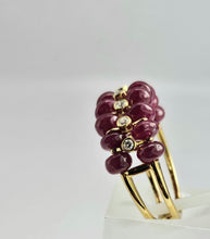 Load image into Gallery viewer, 1520: Vintage: 18ct Gold Rubies Diamonds Tiered Cocktail Ring

