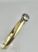 Load image into Gallery viewer, 1528: Vintage; 18ct Gold Ruby Round Cut Diamonds 3- Stone Ring- a very fine example

