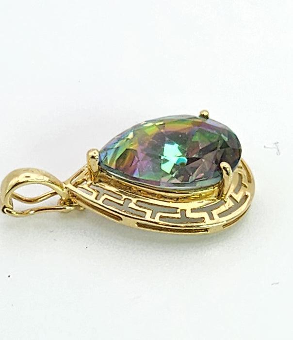 6367 Vintage: 14ct Yellow Gold Pear Cut Caribbean Topaz Pendant