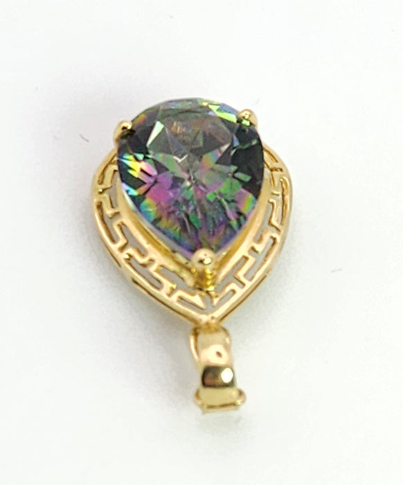 6367 Vintage: 14ct Yellow Gold Pear Cut Caribbean Topaz Pendant