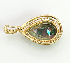 1158: Vintage: 14ct Gold - Pear Cut Caribbean Topaz Pendant- Lush