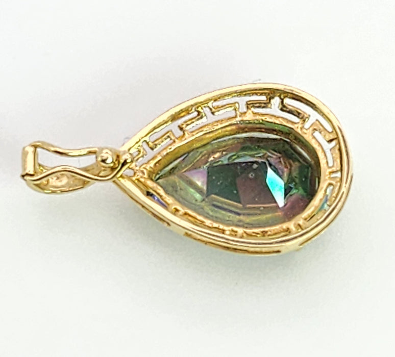 6367 Vintage: 14ct Yellow Gold Pear Cut Caribbean Topaz Pendant