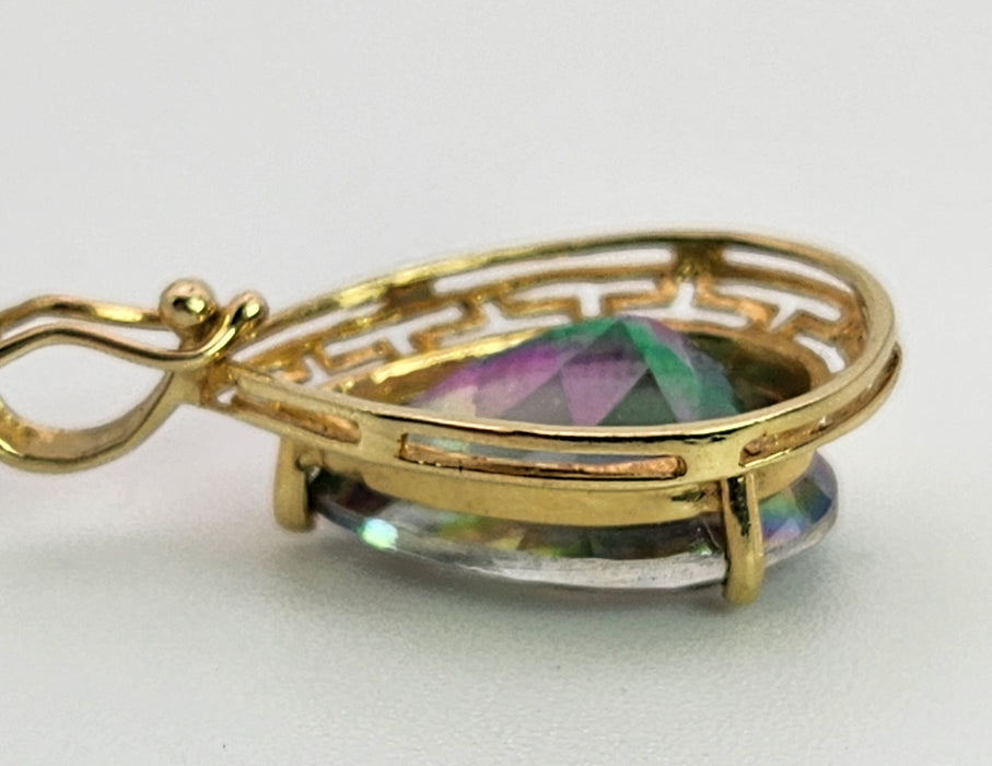 6367 Vintage: 14ct Yellow Gold Pear Cut Caribbean Topaz Pendant