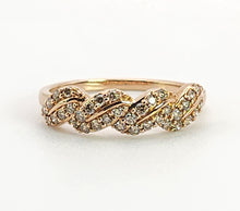 Cargar imagen en el visor de la galería, 1350: Vintage: 9ct Rose Gold Champagne Diamonds Stacker/Dress Ring- delectable
