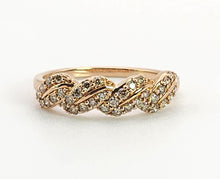 Cargar imagen en el visor de la galería, 1350: Vintage: 9ct Rose Gold Champagne Diamonds Stacker/Dress Ring- delectable
