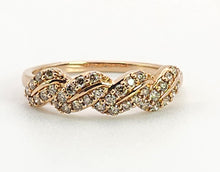 Cargar imagen en el visor de la galería, 1350: Vintage: 9ct Rose Gold Champagne Diamonds Stacker/Dress Ring- delectable
