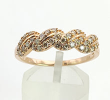 Cargar imagen en el visor de la galería, 1350: Vintage: 9ct Rose Gold Champagne Diamonds Stacker/Dress Ring- delectable
