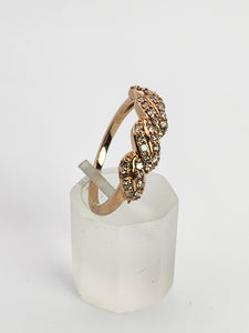 1350: Vintage: 9ct Rose Gold Champagne Diamonds Stacker/Dress Ring- delectable