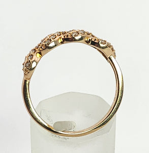 1350: Vintage: 9ct Rose Gold Champagne Diamonds Stacker/Dress Ring- delectable