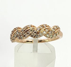 1350: Vintage: 9ct Rose Gold Champagne Diamonds Stacker/Dress Ring- delectable