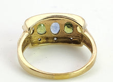 Cargar imagen en el visor de la galería, 1463: Vintage: 9ct Gold Mixed Coloured Topaz Diamonds Cocktail Ring- lovely combination

