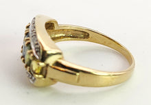 Cargar imagen en el visor de la galería, 1463: Vintage: 9ct Gold Mixed Coloured Topaz Diamonds Cocktail Ring- lovely combination
