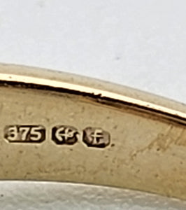 1463: Vintage: 9ct Gold Mixed Coloured Topaz Diamonds Cocktail Ring- lovely combination