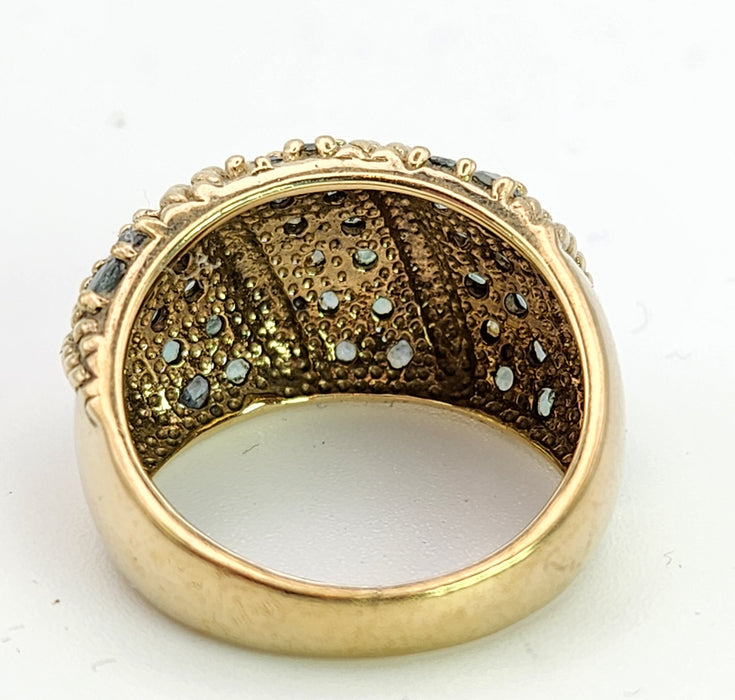Vintage: 9ct Yellow Gold Green Topaz Statement Dress Ring