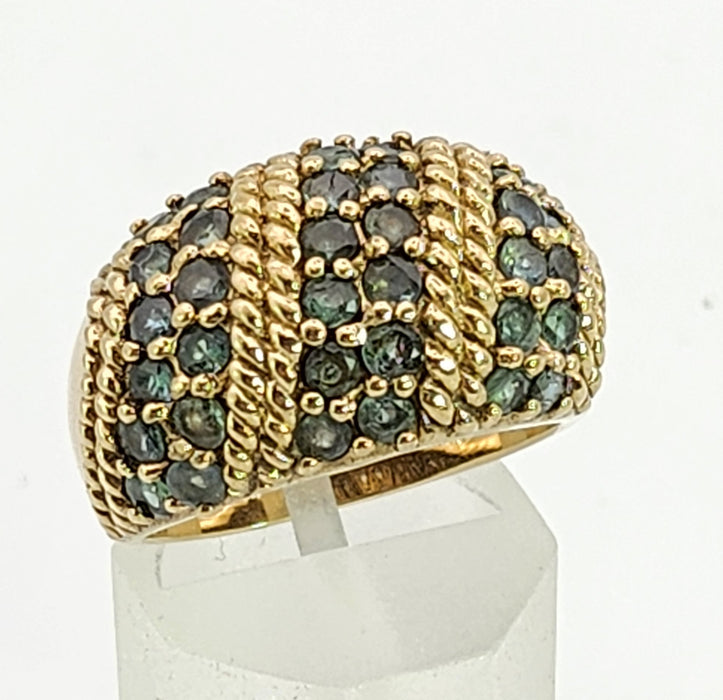 Vintage: 9ct Yellow Gold Green Topaz Statement Dress Ring