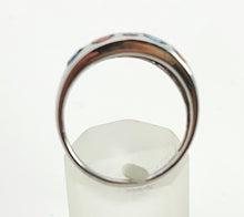 Cargar imagen en el visor de la galería, 1477: Vintage: 9ct White Gold Multi- Gem Bombe Ring- fabulous, fun colour array
