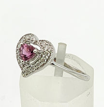Load image into Gallery viewer, 1160: Vintage; 9ct White Gold Heart-Cut Almandine Garnet Diamonds Ring- cute &amp; sparkly
