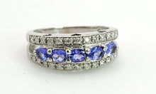 Cargar imagen en el visor de la galería, 1352: Vintage: 18ct Gold Vivid Tanzanites 26 Diamonds Dress Ring- exquisite, crisp, sparkling
