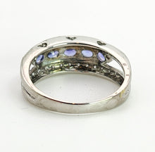 Cargar imagen en el visor de la galería, 1352: Vintage: 18ct Gold Vivid Tanzanites 26 Diamonds Dress Ring- exquisite, crisp, sparkling

