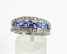 Cargar imagen en el visor de la galería, 1352: Vintage: 18ct Gold Vivid Tanzanites 26 Diamonds Dress Ring- exquisite, crisp, sparkling
