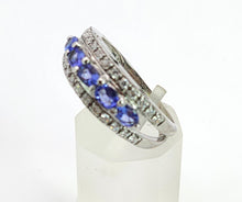 Cargar imagen en el visor de la galería, 1352: Vintage: 18ct Gold Vivid Tanzanites 26 Diamonds Dress Ring- exquisite, crisp, sparkling
