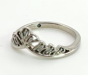 1153: Vintage: Rare Palladium Mixed-Cut Diamonds Stacker Ring- natural, sparkling beauty