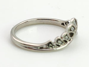 1153: Vintage: Rare Palladium Mixed-Cut Diamonds Stacker Ring- natural, sparkling beauty