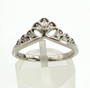1153: Vintage: Rare Palladium Mixed-Cut Diamonds Stacker Ring- natural, sparkling beauty
