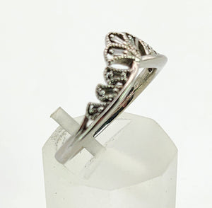1153: Vintage: Rare Palladium Mixed-Cut Diamonds Stacker Ring- natural, sparkling beauty