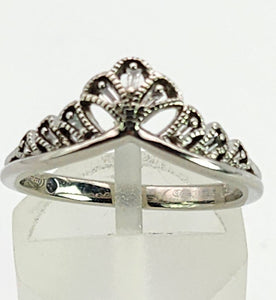 1153: Vintage: Rare Palladium Mixed-Cut Diamonds Stacker Ring- natural, sparkling beauty