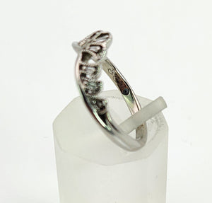 1153: Vintage: Rare Palladium Mixed-Cut Diamonds Stacker Ring- natural, sparkling beauty