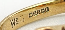 Cargar imagen en el visor de la galería, 1564: Vintage: 9ct Gold White Opals Red Garnets Dress/Stacker Ring- 1970&#39;s Vintage
