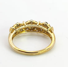 Load image into Gallery viewer, 1537: Vintage: 9ct Gold 21 Champagne Diamonds Flowerhead Trilogy Ring- a natural, sparkling beauty
