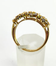 Load image into Gallery viewer, 1537: Vintage: 9ct Gold 21 Champagne Diamonds Flowerhead Trilogy Ring- a natural, sparkling beauty
