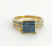 Load image into Gallery viewer, 1604: Vintage: 9ct Gold Blue &amp; White Diamonds Ring
