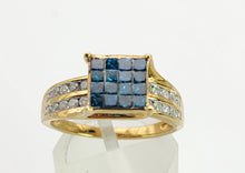 Load image into Gallery viewer, 1604: Vintage: 9ct Gold Blue &amp; White Diamonds Ring
