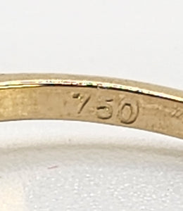 0269: Vintage; 18ct Gold Blue Sapphire Diamonds 3-Stone Straight Ring- very fine example